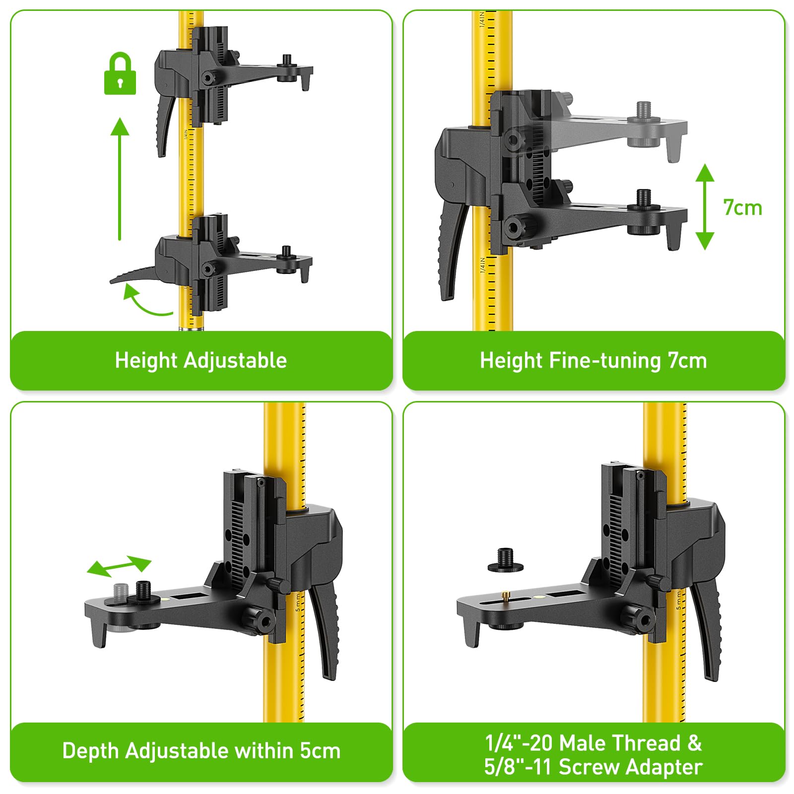 Built-in bubble level on Huepar LP36 head for level verification