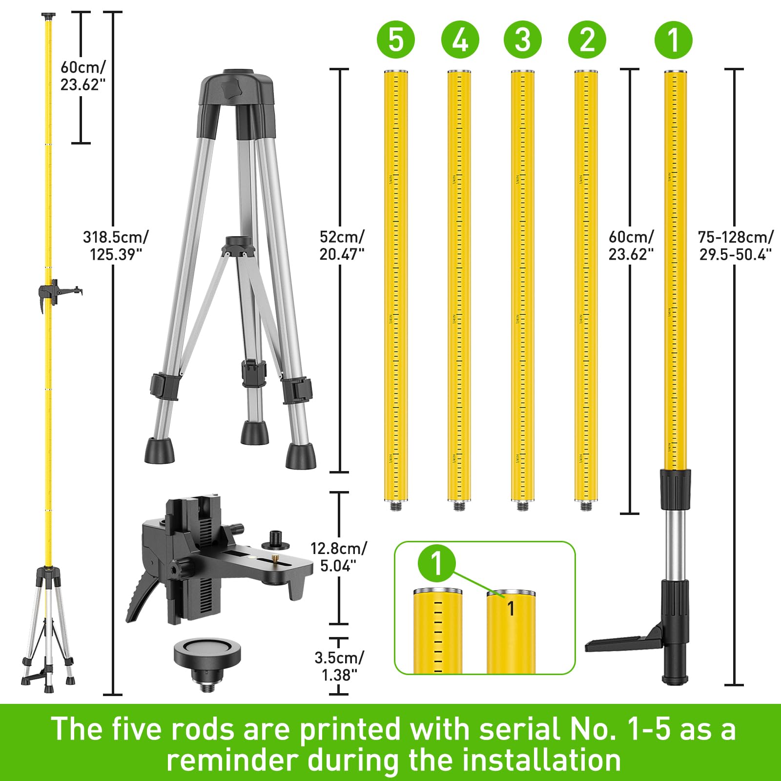 1/4-20 and 5/8-11 adapters for laser compatibility on LP36