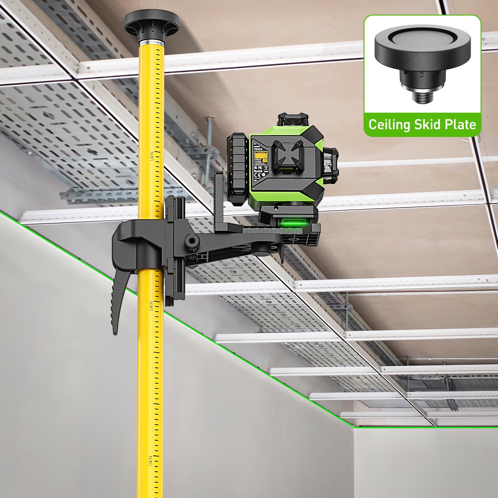 Stable tripod base with bubble level for accurate measurements