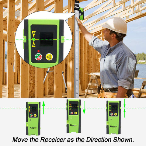 Huepar LR-6RG detector with back readouts helps locate the laser plane from behind