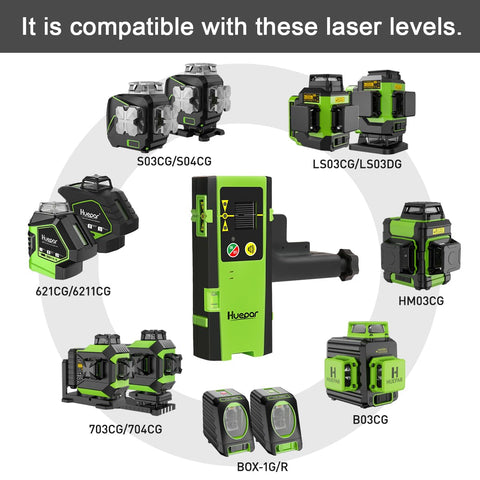 Huepar LR-6RG detector includes heavy-duty clamp for secure mounting on a rod