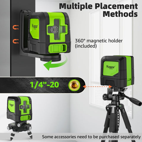 Huepar M-9011G complete-kit includes bracket, batteries, and bag for portable use