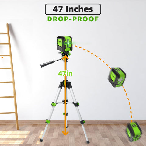 Huepar M-9011G tripod-mount compatibility supports elevated or uneven surface work