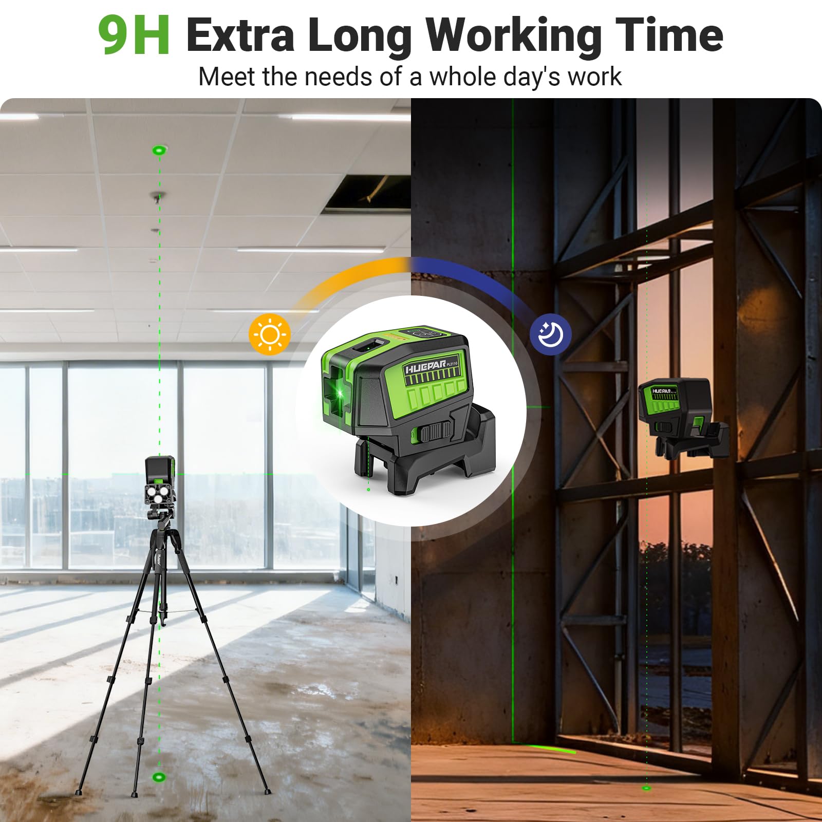 Huepar PL211G magnetic wall bracket secures alignment on metal surfaces