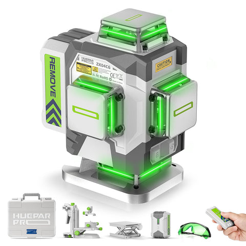 Huepar Pro laser level with self-leveling feature enables fast, level setup on any surface.