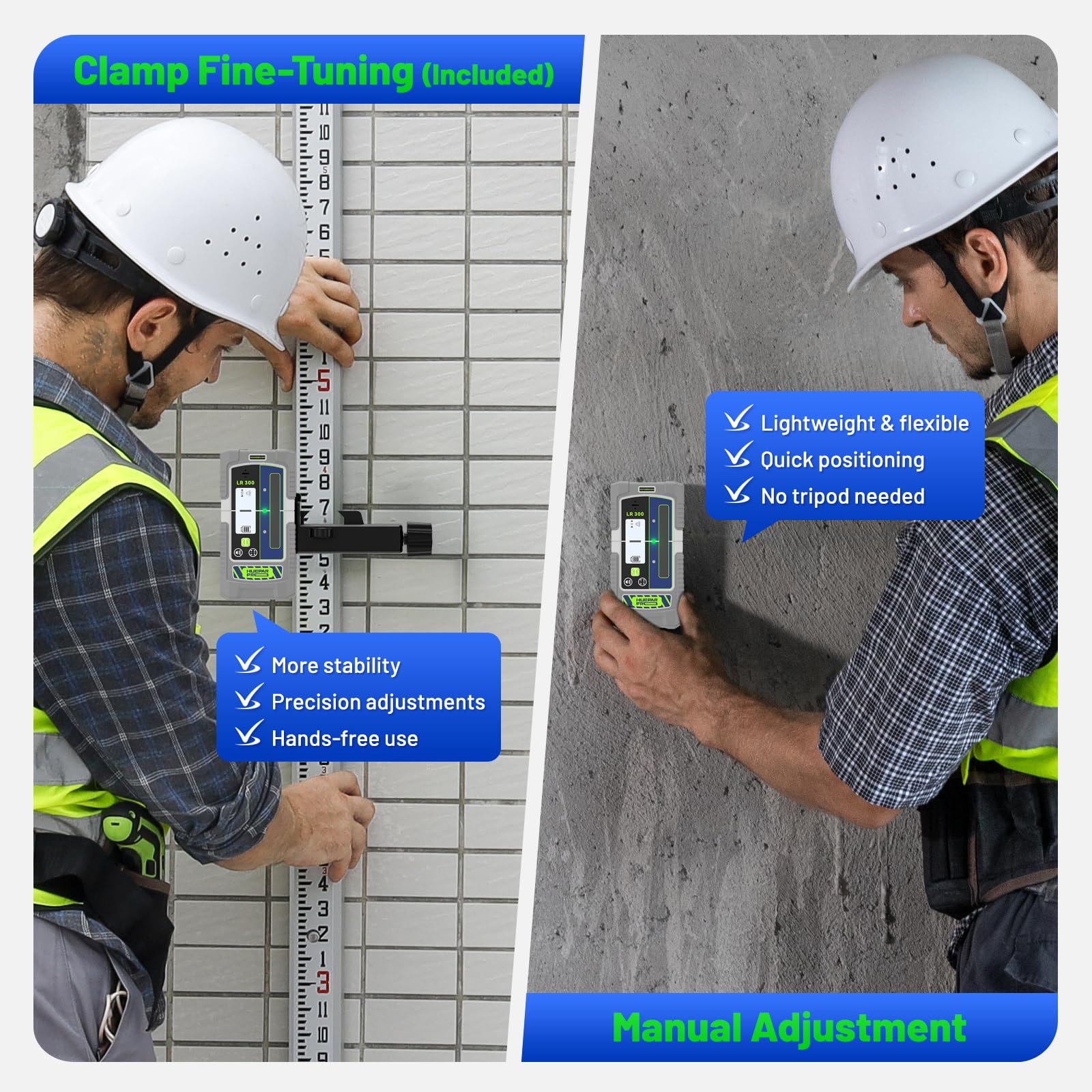 Huepar Pro LR300 audible alerts aid quick line calibration