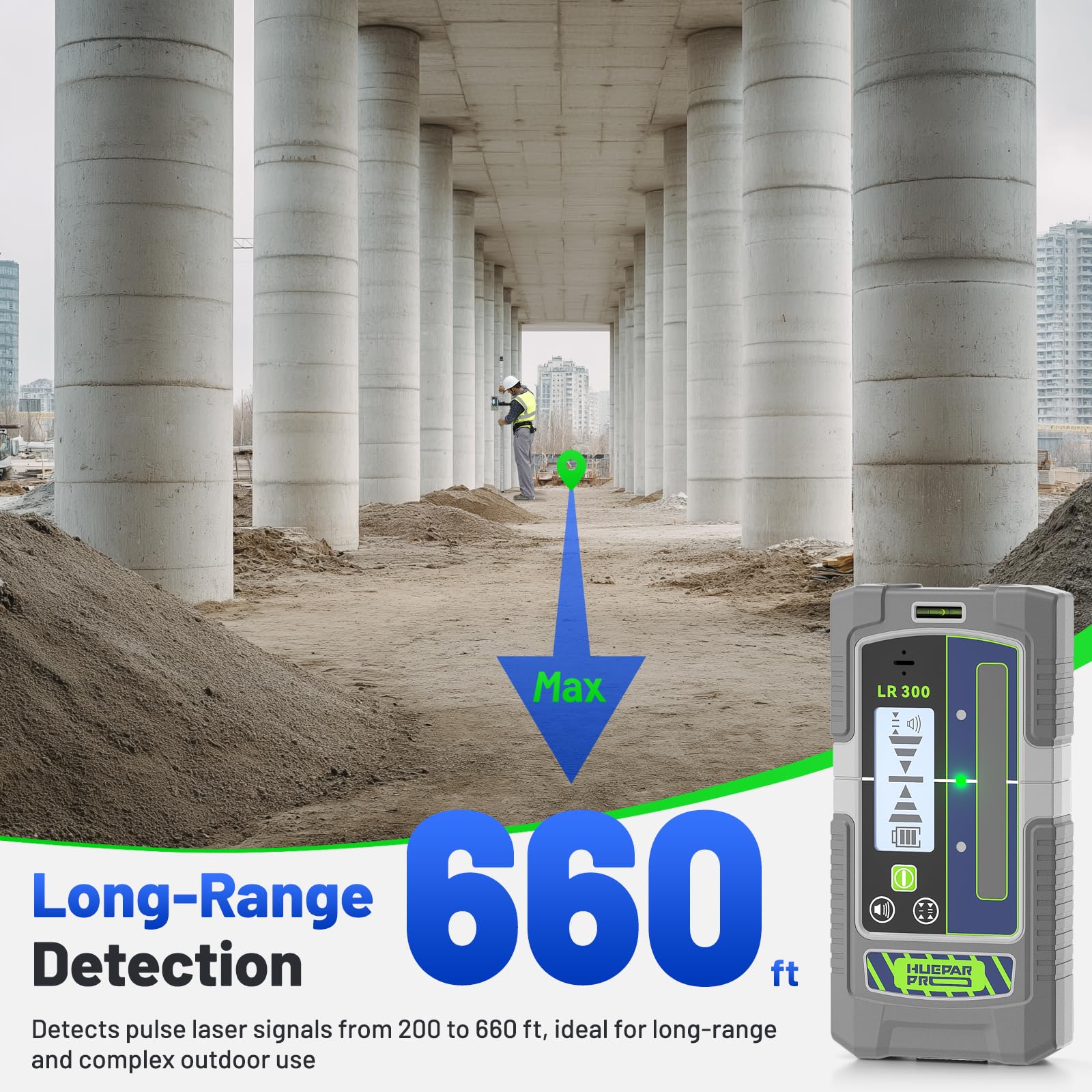 LR300 LED indicators guide alignment with audible alerts