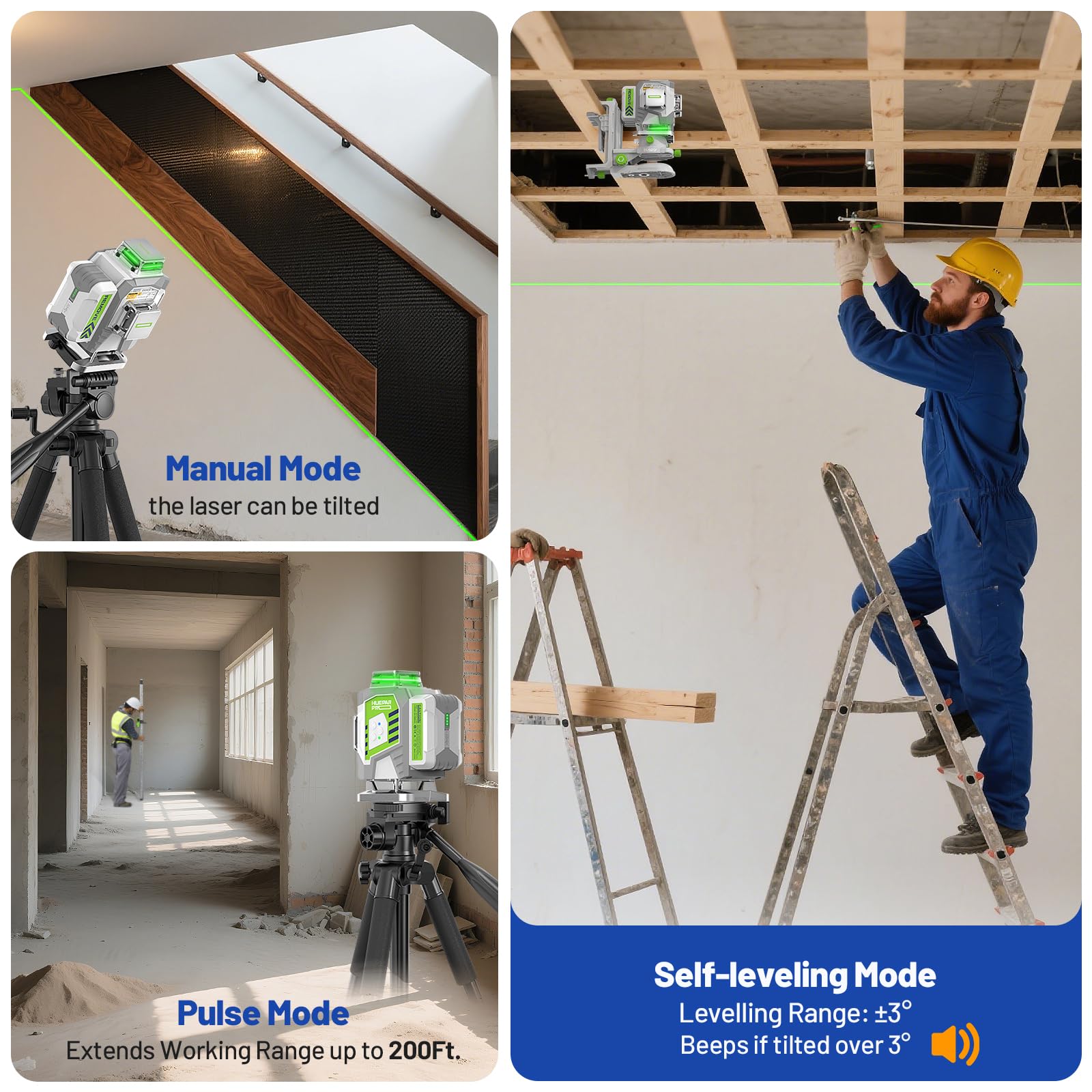 Huepar Pro magnetic bracket attaches quickly to metal surfaces for flexible positioning.