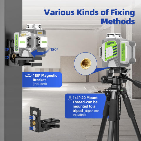 Huepar Pro magnetic bracket allows quick mounting on metal surfaces.