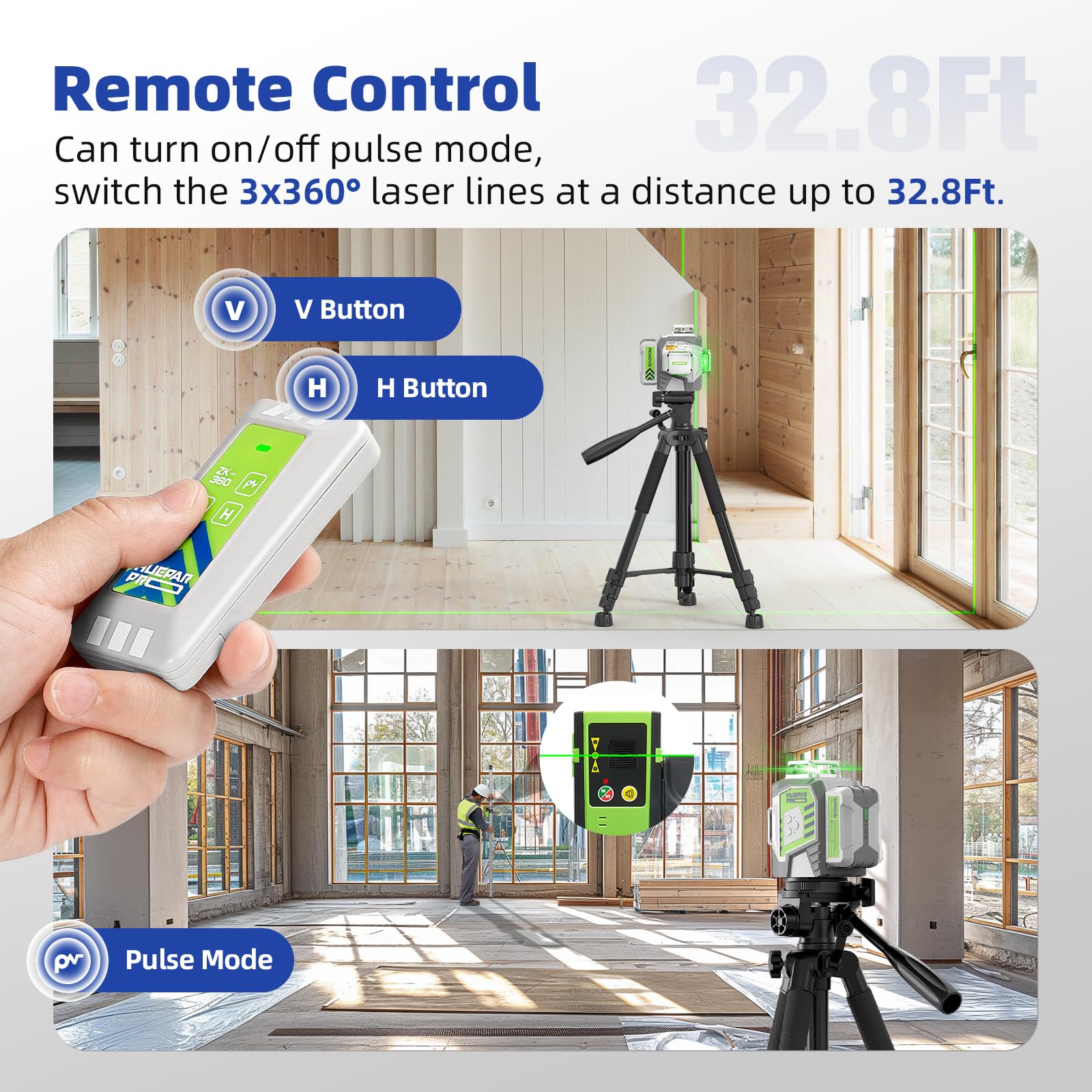 Huepar Pro remote control enables easy mode switching from a distance.