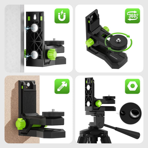 Huepar PV12 bottom mounts accept 1/4-20 and 5/8-11 for tripod compatibility.