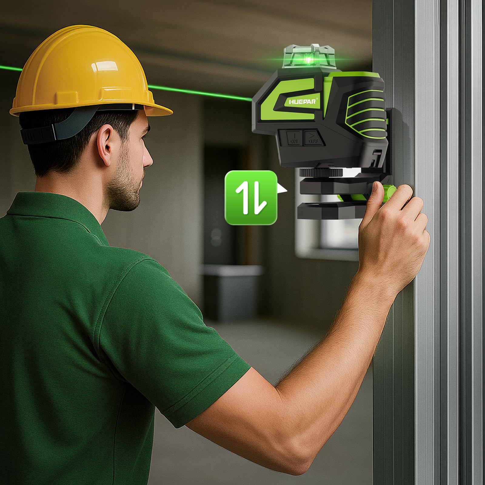 Huepar PV12 ready-to-use setup with laser level accessories for quick start.