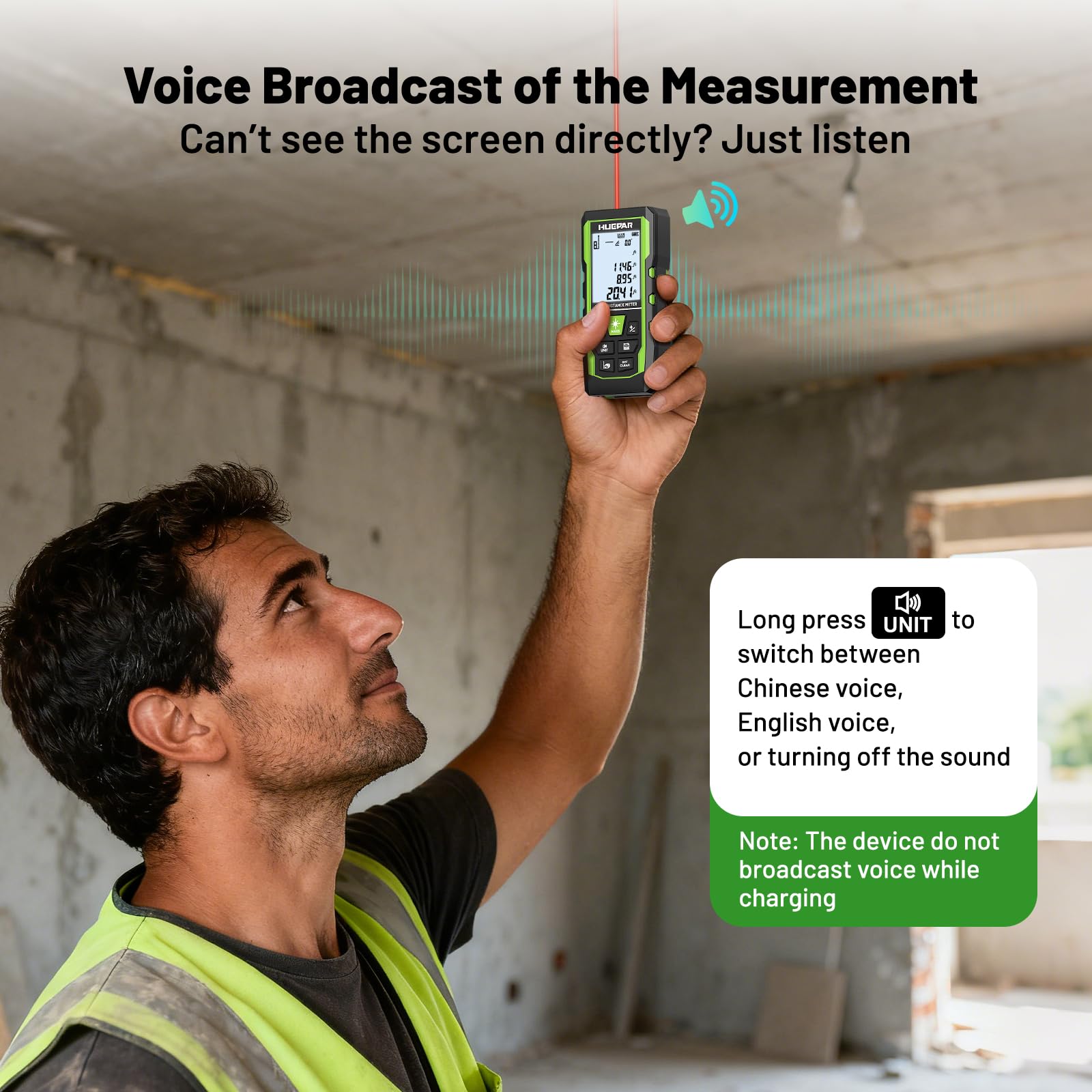 Huepar rugged TPE housing resists drops and dust.
