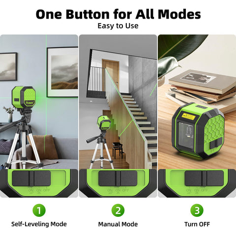 Huepar self-leveling mode ensures accurate lines on tiling and wall arrangements.