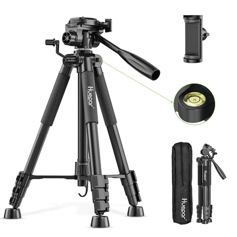 Huepar tripod extendable height for precise setups on uneven surfaces.