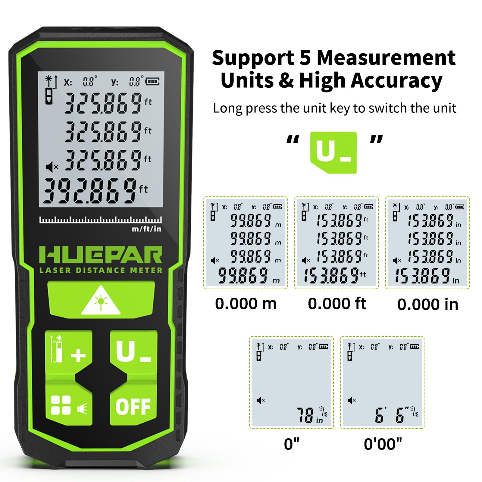 Huepar tripod-mount 1-4 inch thread enables stable tripod use.