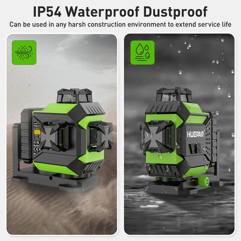 Huepar tripod-ready mounting with standard threads.