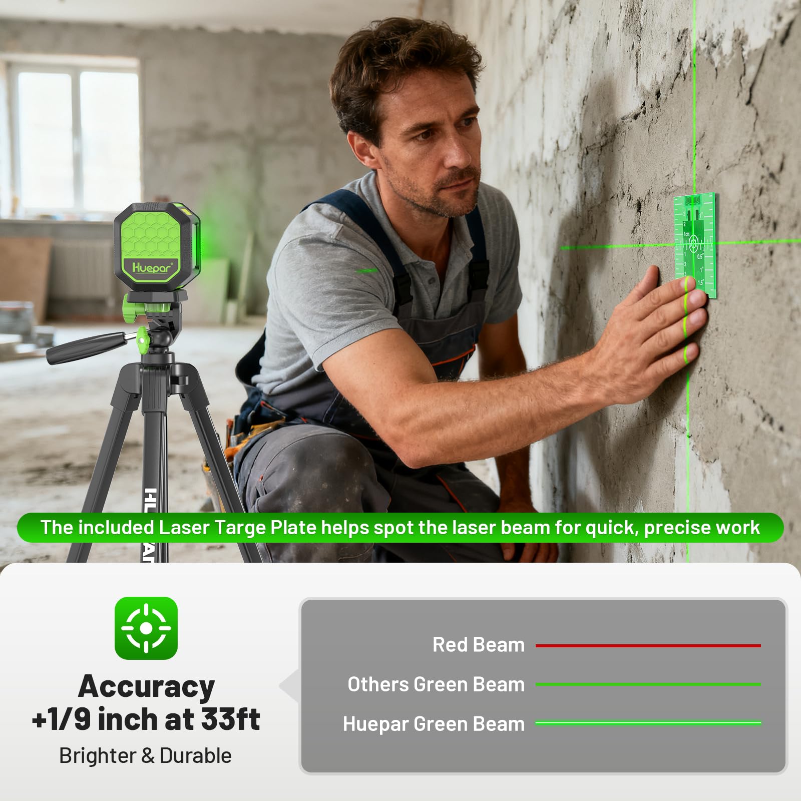 Huepar Type-C charging port enables easy top-ups anywhere.