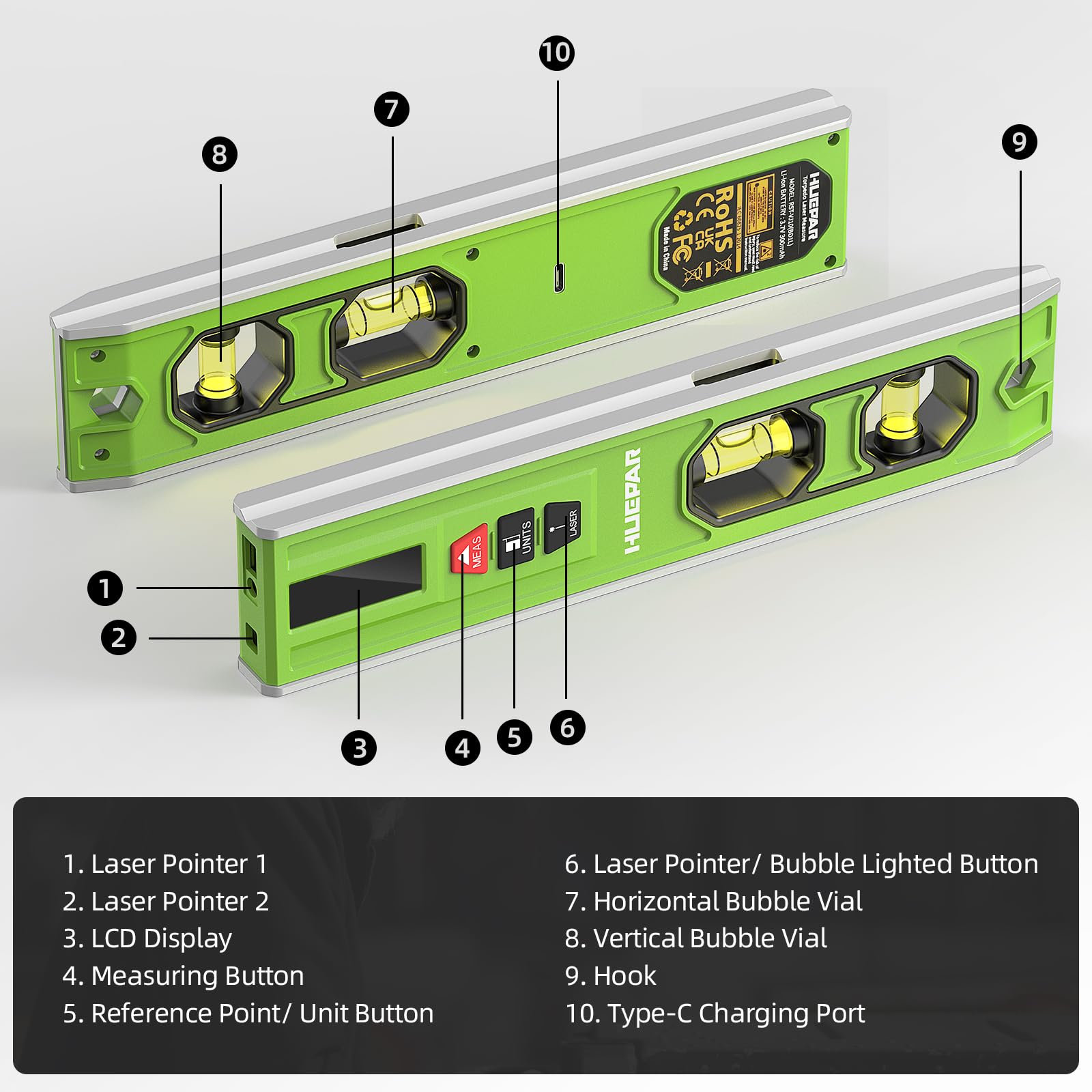 Huepar VJ10 distance accuracy of 0.5 mm per meter