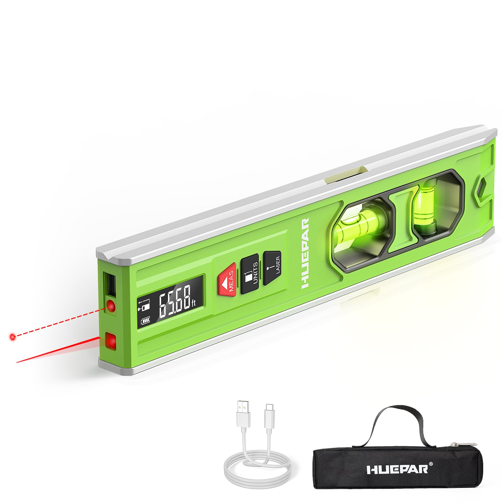 Huepar VJ10 front view laser level for precise wall alignment