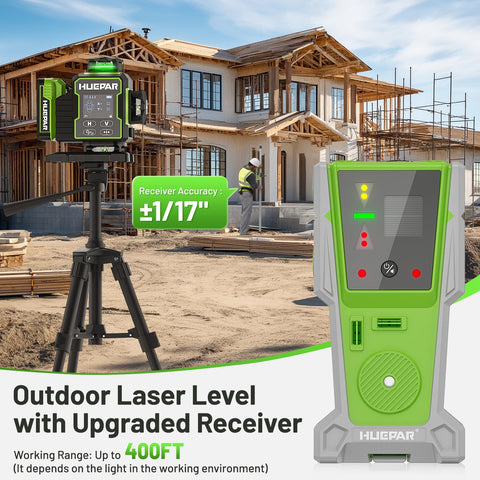 Huepar W04CG four 360-degree green lasers illuminate full-room layout
