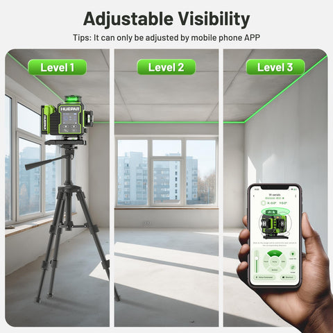 Ultra-bright green lines improve visibility in sunlit areas and reflective materials.