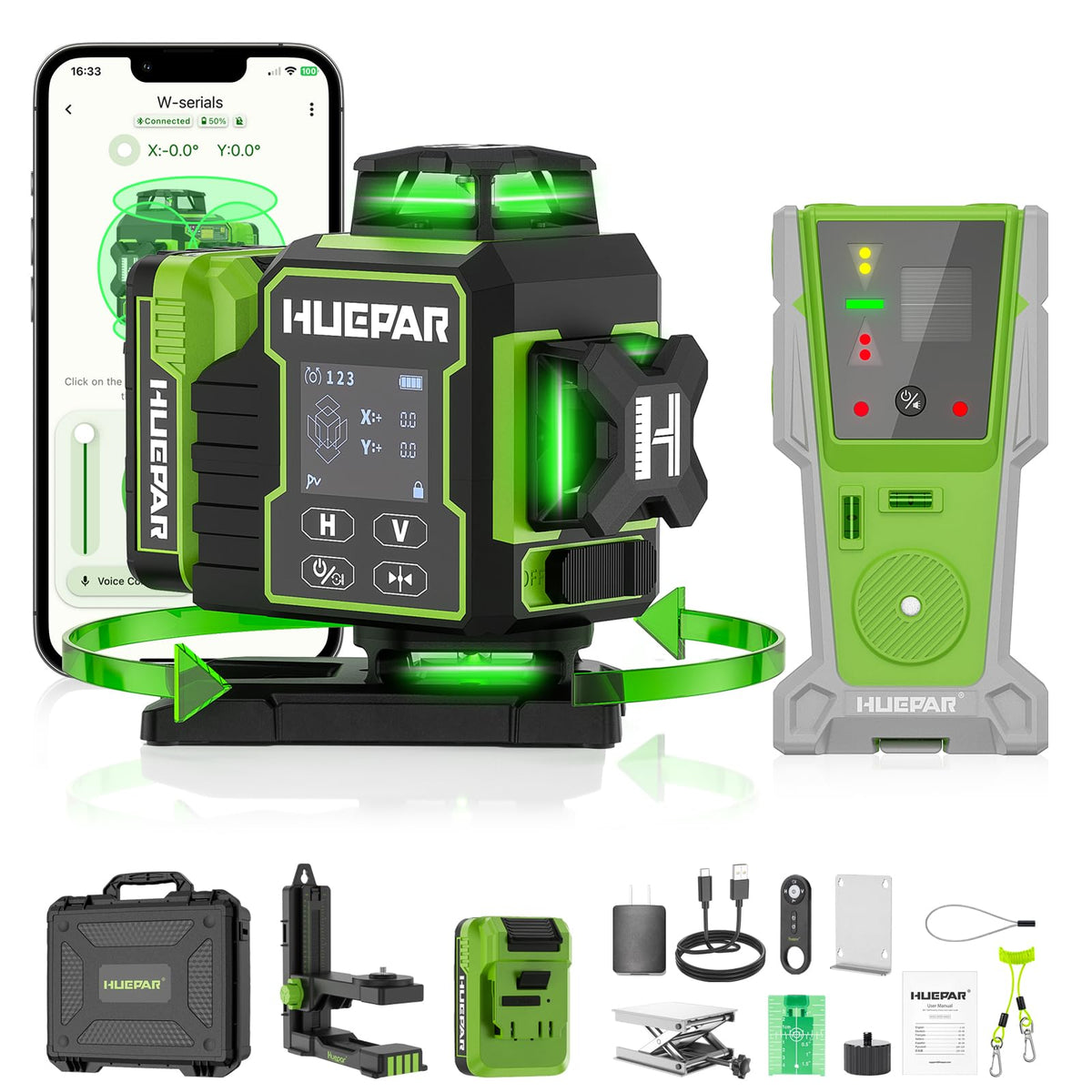 Huepar W04CG outdoor receiver enabling long-range alignment up to 400 ft