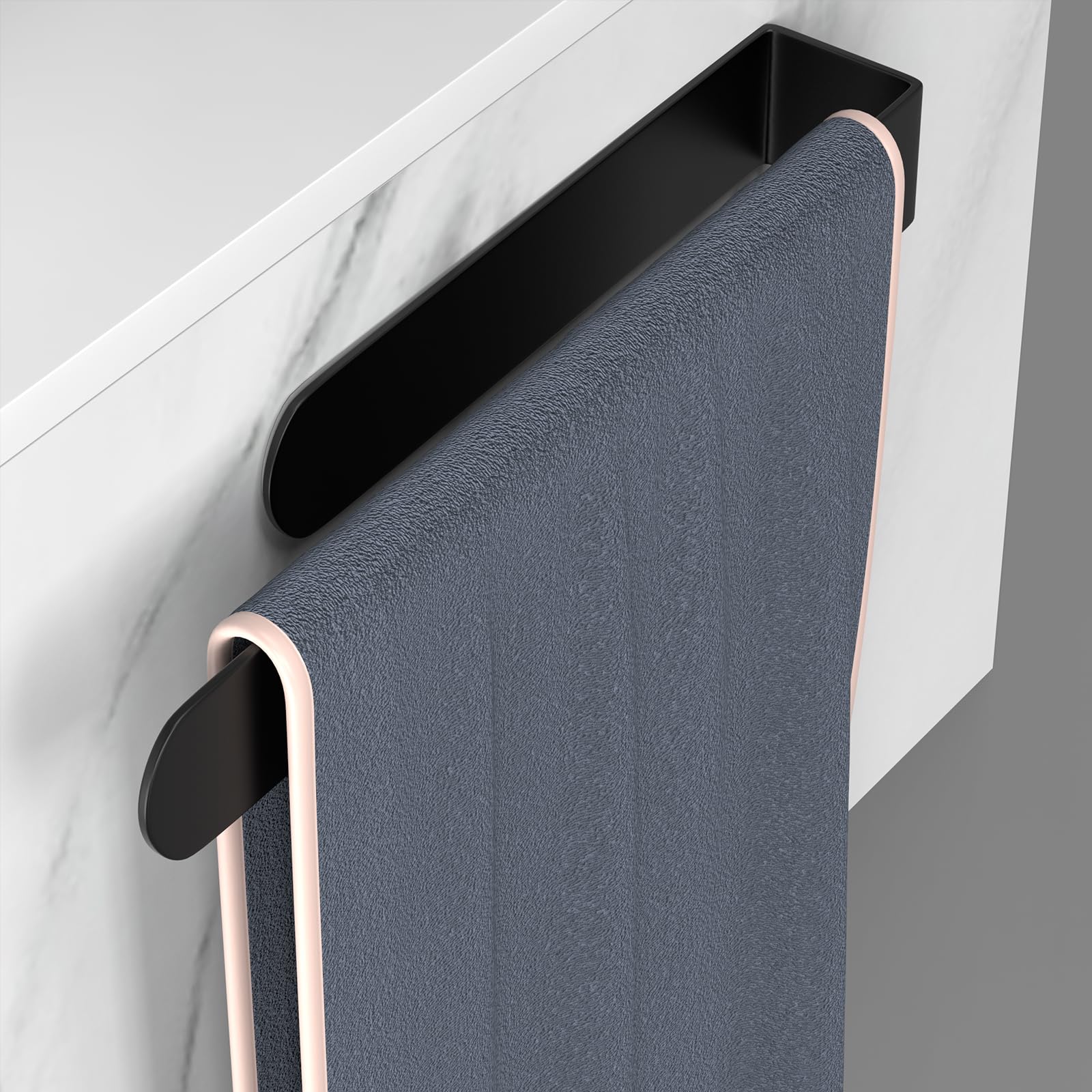 HUFEEOH 14-inch towel holder mounted on a smooth bathroom wall for larger towels