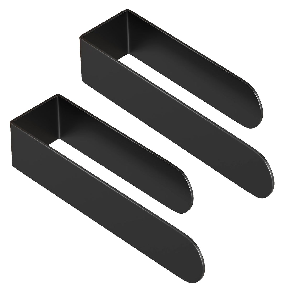 HUFEEOH adhesive towel holder in black wall-mount for easy bathroom organization.