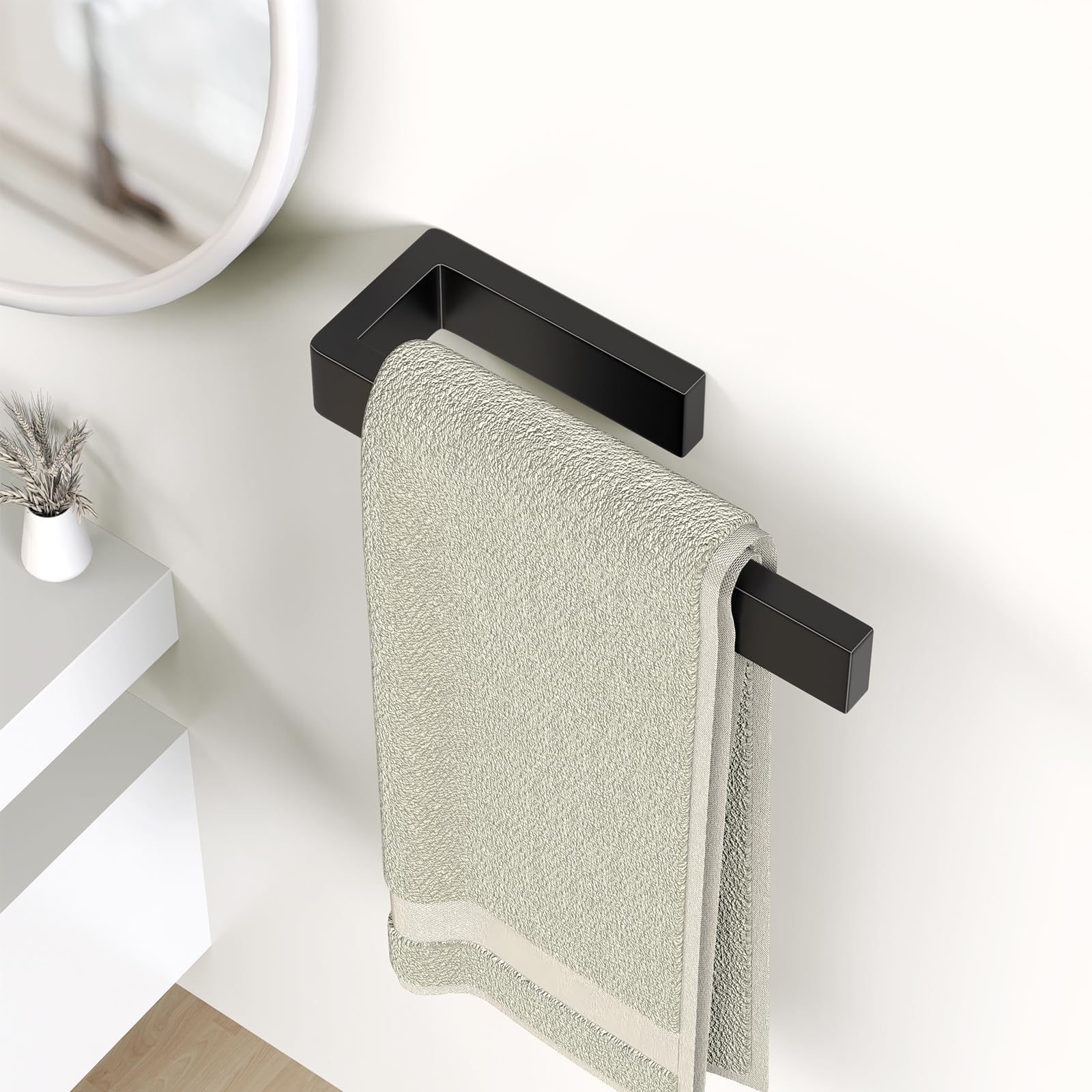HUFEEOH hidden screw towel holder blends seamlessly.