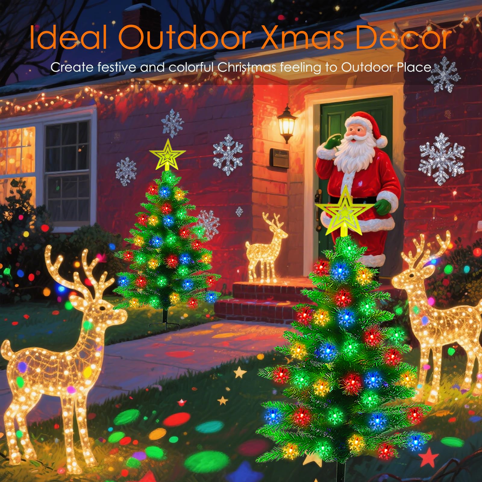 HUGSVIK IP65 waterproof outdoor Christmas tree withstands rain and snow