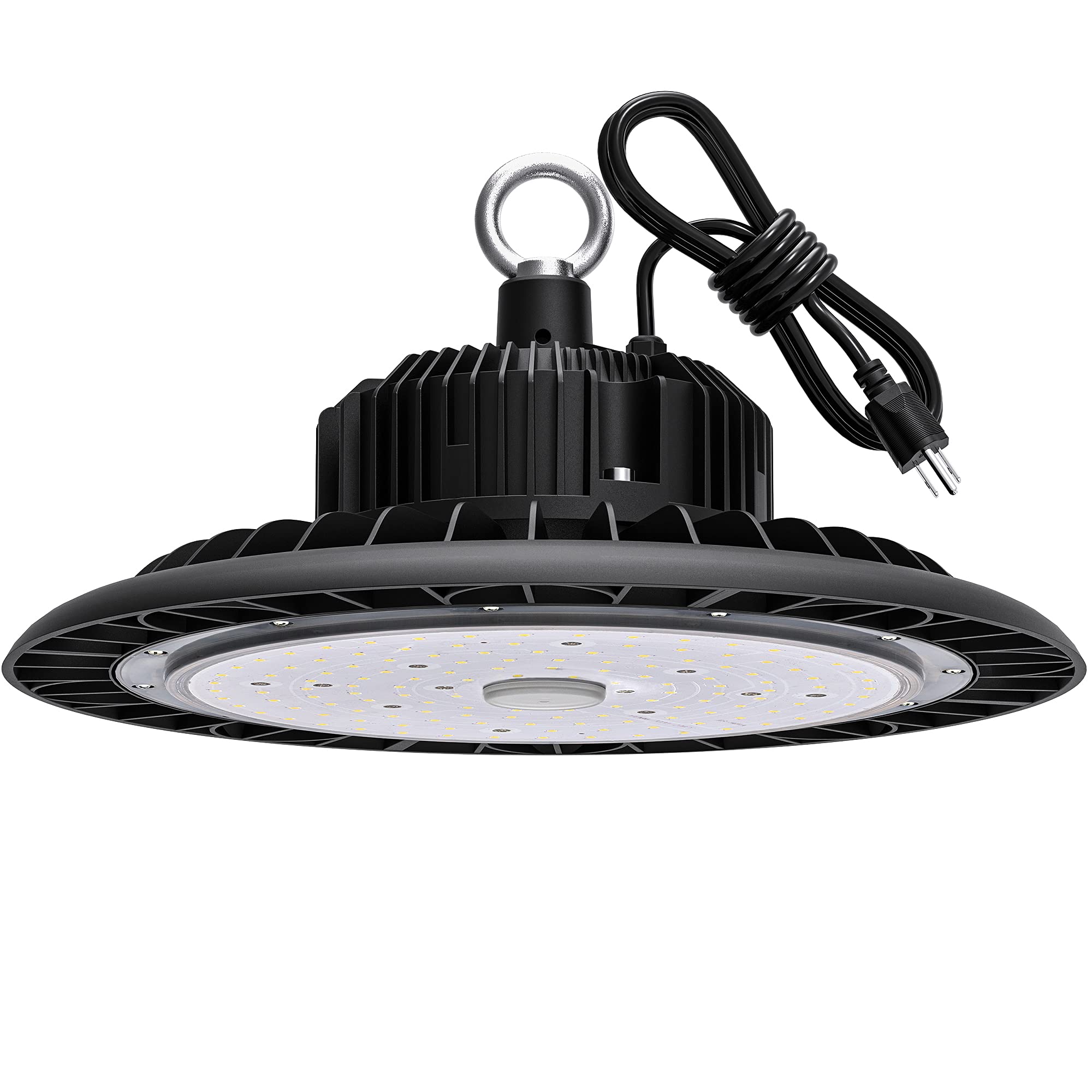 Hugtek UFO LED high bay light 100W with US plug for bright warehouse lighting