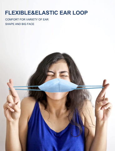 HUHETA KN95 with adjustable nose clip and ear loops ensures comfortable fit