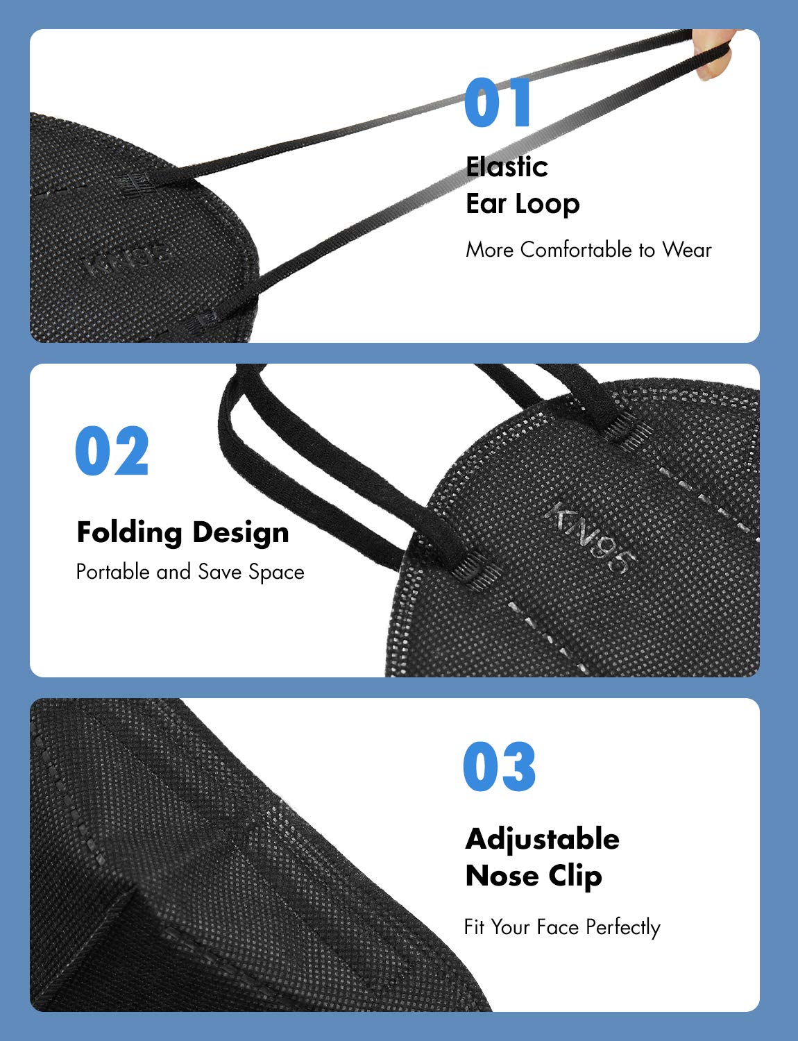 HUHETA KN95 mask offers a breathable feel suitable for long wear during work.