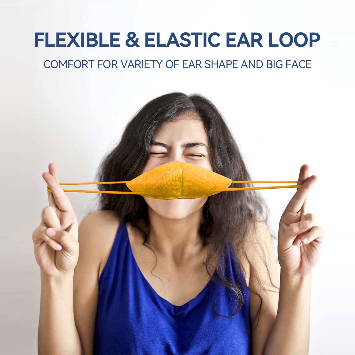 HUHETA KN95 worn on a model showing full-face coverage for everyday settings
