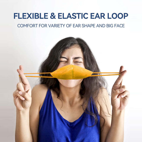 HUHETA KN95 worn on a model showing full-face coverage for everyday settings