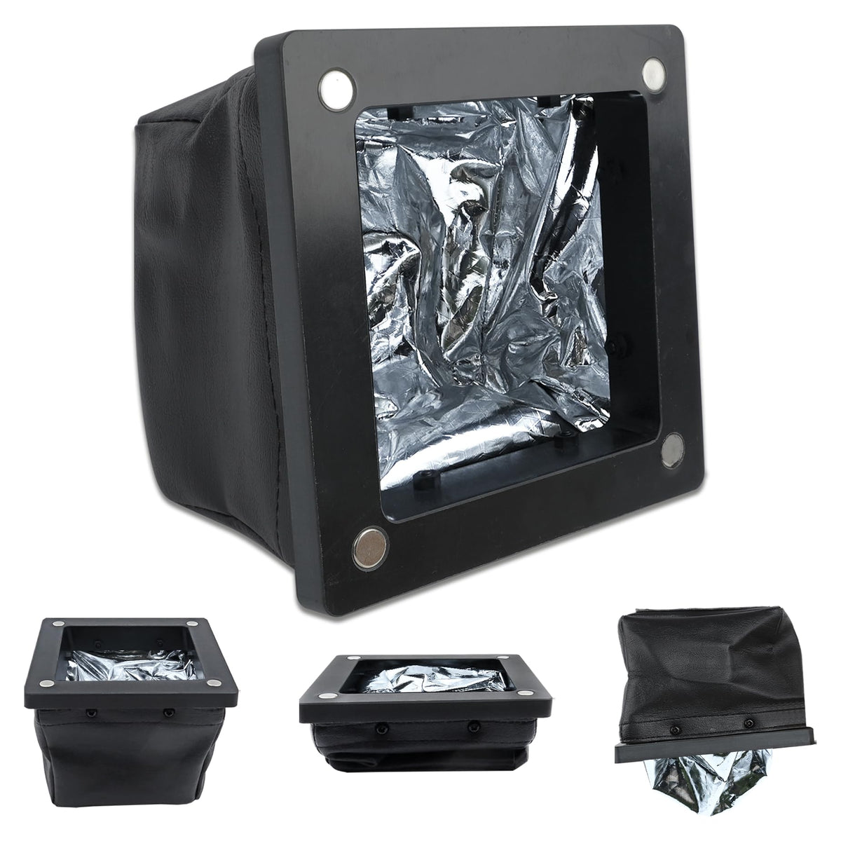 HUHIJIN dirt bag catches metal shavings during electrical panel drilling.