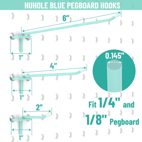 HUHOLE heavy-duty pegboard hook supports up to twenty pounds.