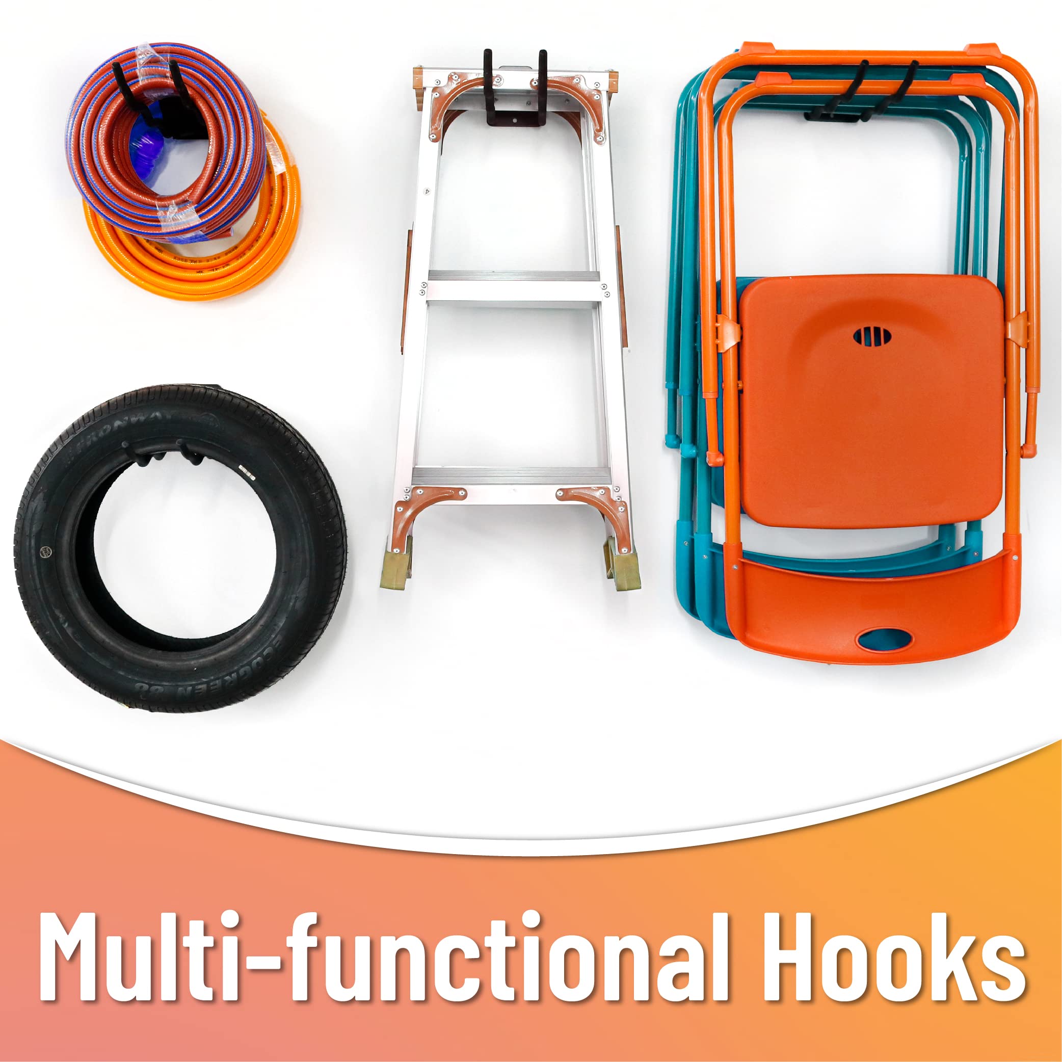 HUHOLE heavy-duty steel hook supports up to 60 lbs for bulky items.