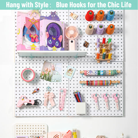 HUHOLE mint blue finish pegboard hangers add style and organization.