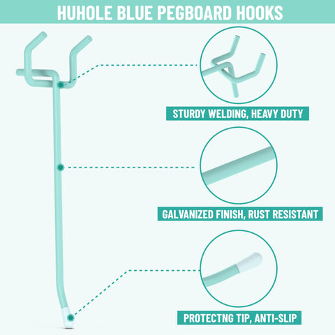 HUHOLE pegboard hook with rubber tip protects items and hands