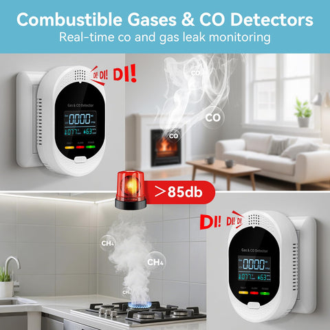 HuiDeonne detector with LED display shows CO, gas, temperature, humidity.