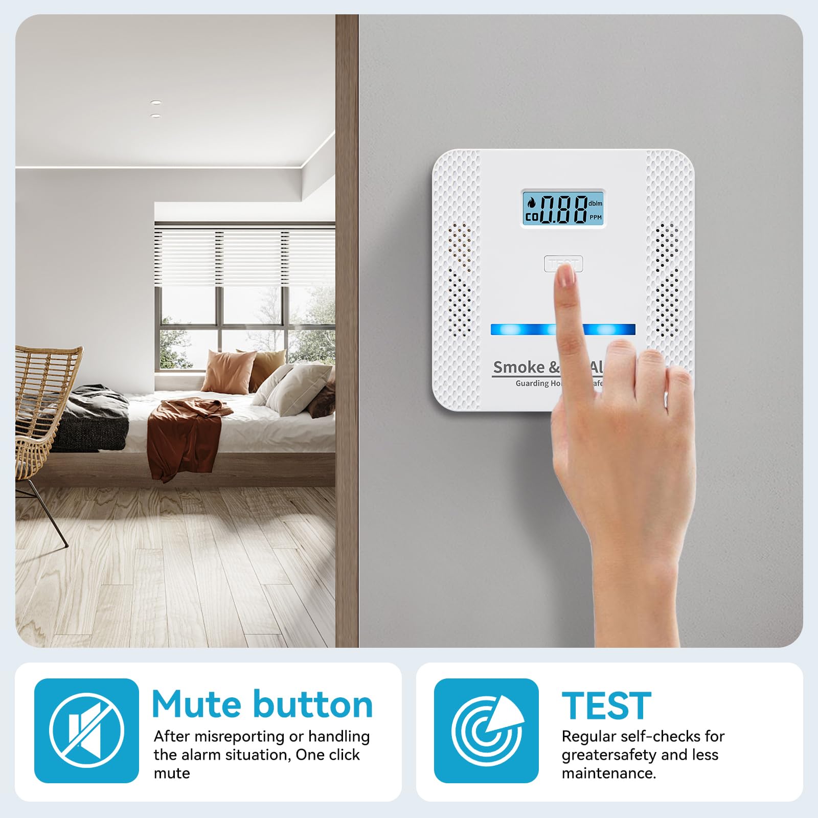 HuiDeonne bedroom scene shows quiet operation with instant alerts.