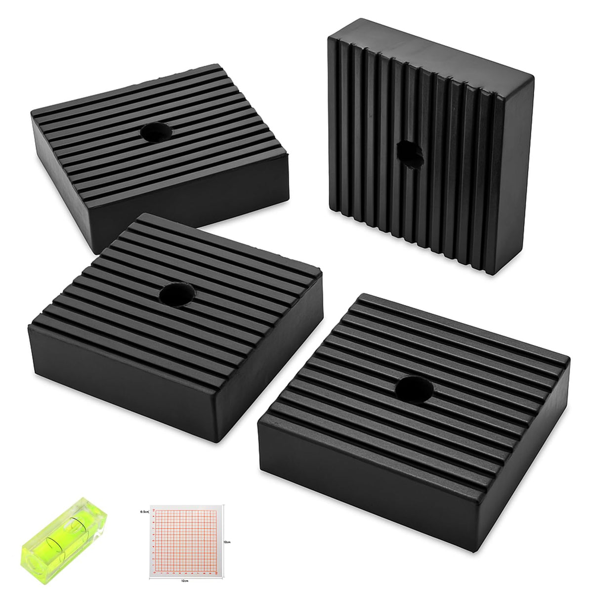 Huivlei anti-vibration pad 4x4 top view reduces vibrations and protects floors.