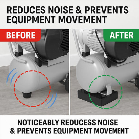 Huivlei pad under washer and dryer minimizes movement and floor wear.