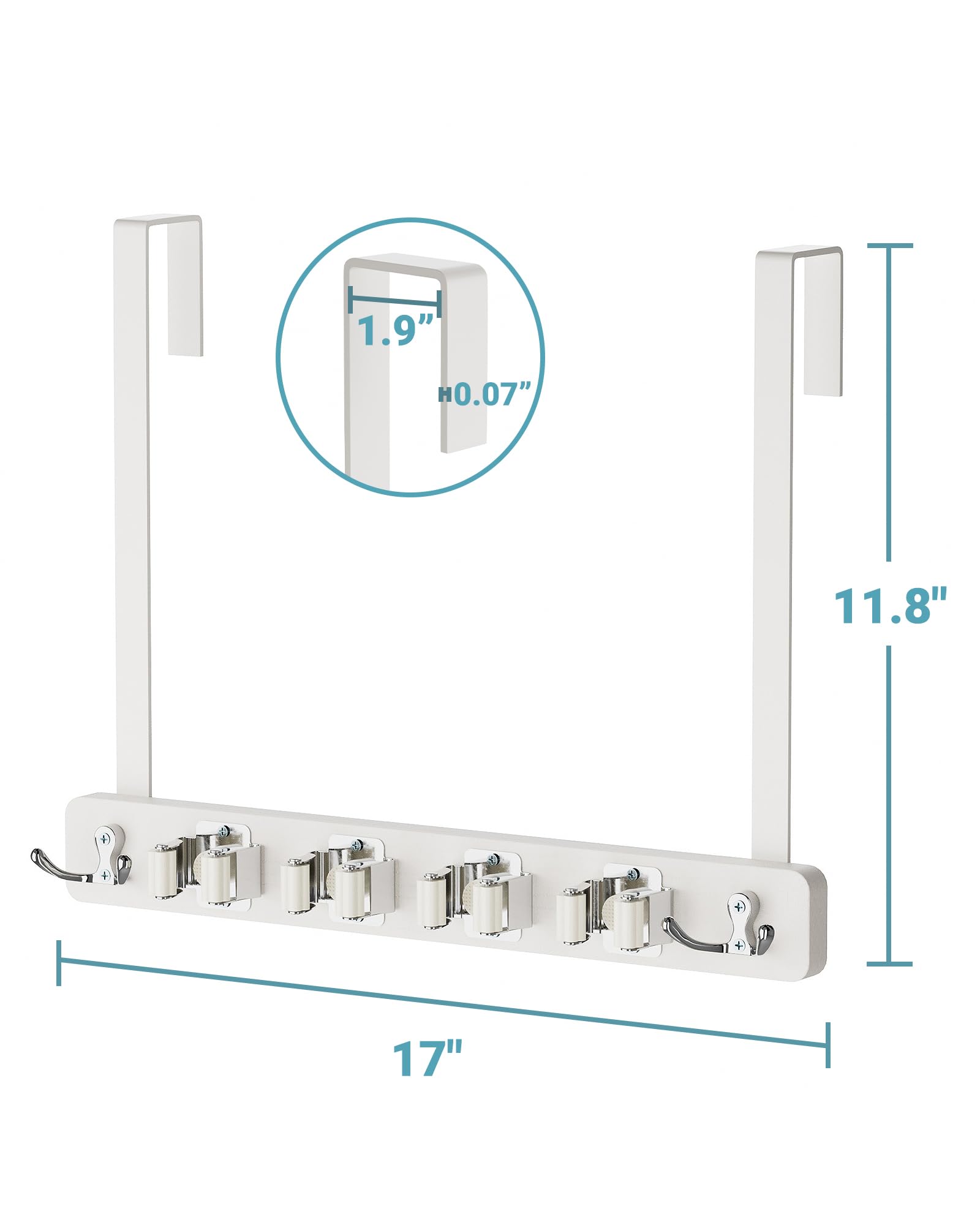HULISEN four spring loaded slots provide versatile mop and broom storage.