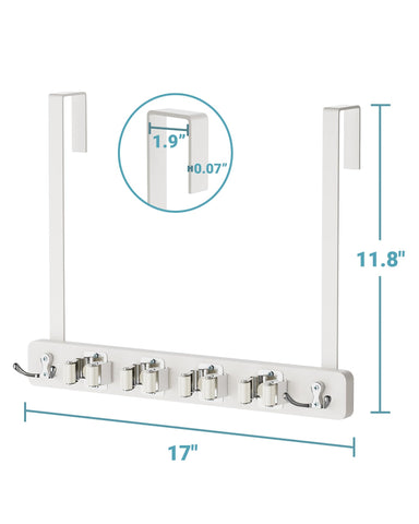 HULISEN four spring loaded slots provide versatile mop and broom storage.