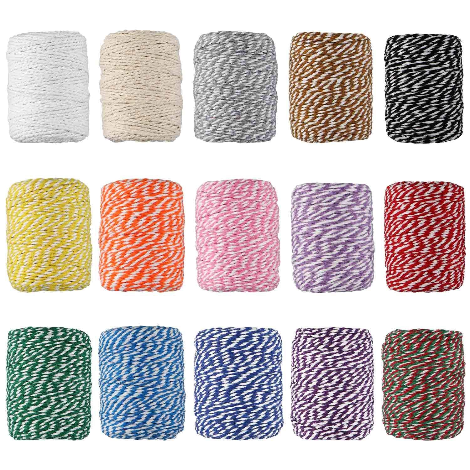 HULISEN colorful bakers twine roll close-up, 2mm cotton strands ideal for crafts.