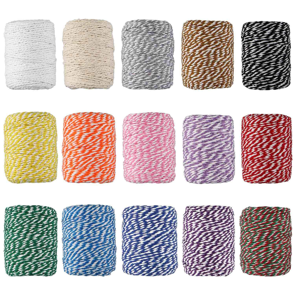 HULISEN colorful bakers twine roll close-up, 2mm cotton strands ideal for crafts.