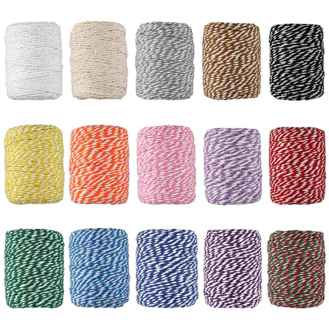 HULISEN colorful bakers twine roll close-up, 2mm cotton strands ideal for crafts.